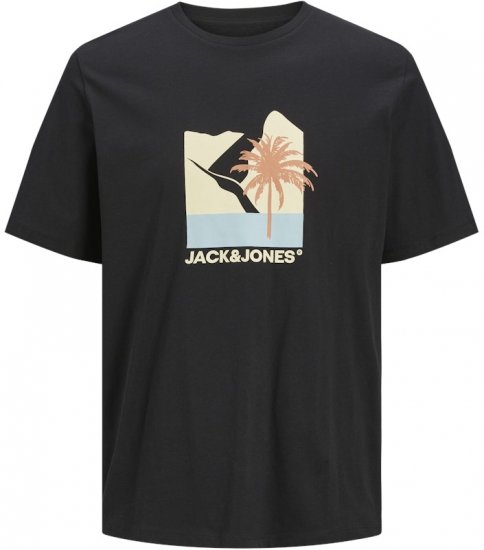 Jack & Jones Barbados Graphic Crew Neck T-Shirt Black - Tricouri - Tricouri Bărbați Mărimi Mari