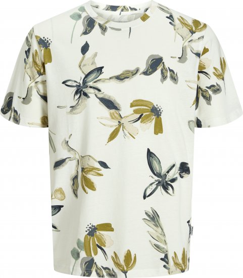 Jack & Jones Varenna AOP Crew Neck T-Shirt White - Tricouri - Tricouri Bărbați Mărimi Mari