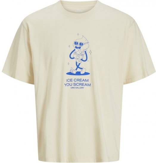 Jack & Jones Unexpect Crew Neck T-Shirt Antique White - Tricouri - Tricouri Bărbați Mărimi Mari