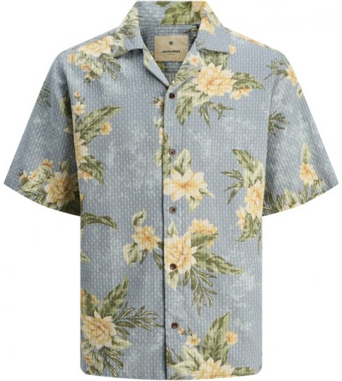 Jack & Jones Vincent Resort Print Relaxed Fit Shirt Coronet Blue - Cămăși - Cămăși Bărbați Mărimi Mari