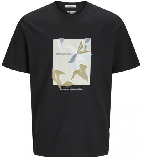 Jack & Jones Almeria Front Print Crew Neck T-Shirt Black - Tricouri - Tricouri Bărbați Mărimi Mari