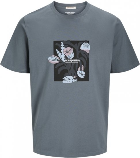 Jack & Jones Almeria Front Print Crew Neck T-Shirt Grey - Tricouri - Tricouri Bărbați Mărimi Mari