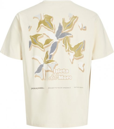 Jack & Jones Almeria Back Print T-Shirt Antique White - Tricouri - Tricouri Bărbați Mărimi Mari