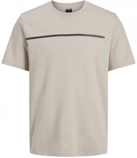 Jack & Jones Fusion Black Line Crew Neck T-Shirt Beige - Tricouri - Tricouri Bărbați Mărimi Mari