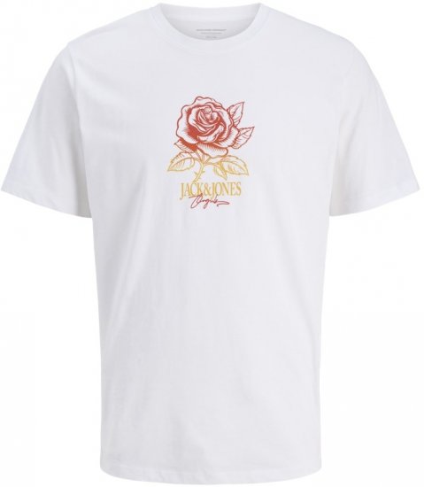 Jack & Jones Almeria Crew Neck T-Shirt Bright White - Tricouri - Tricouri Bărbați Mărimi Mari