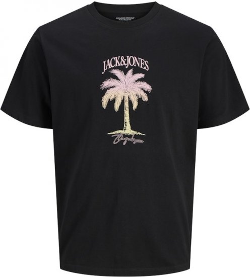 Jack & Jones Almeria Crew Neck T-Shirt Black - Tricouri - Tricouri Bărbați Mărimi Mari
