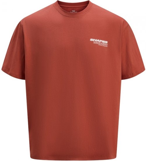 Jack & Jones Fold Crew Neck T-Shirt Red - Tricouri - Tricouri Bărbați Mărimi Mari