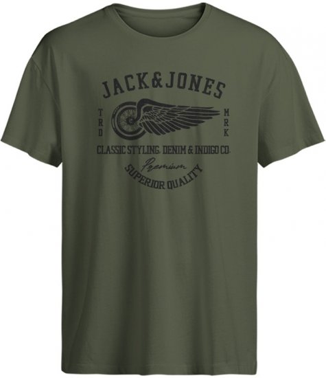 Jack & Jones Blurobar Crew Neck T-Shirt Green - Tricouri - Tricouri Bărbați Mărimi Mari