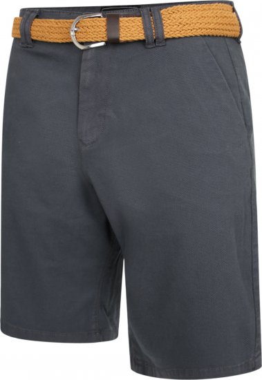 Kam Jeans 3402 Belted Dobby Weave Stretch Chino Shorts Charcoal - Pantaloni scurți - Pantaloni Scurți Mărimi mari Bărbați 