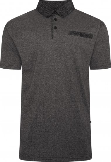 Kam Jeans 5501 Marl Polo with Contrast Dobby Woven Collar Black - Tricouri polo - Tricouri Polo Bărbați Mărimi Mari