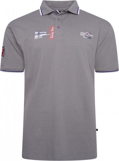 Kam Jeans 5512 1985 Racing Team Polo Shadow Grey - Tricouri polo - Tricouri Polo Bărbați Mărimi Mari