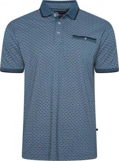 Kam Jeans 5517 Geo-Print Polo Blue - Tricouri polo - Tricouri Polo Bărbați Mărimi Mari