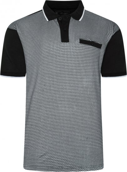 Kam Jeans 5518 Smart Mini Geo-Print Polo Black - Tricouri polo - Tricouri Polo Bărbați Mărimi Mari