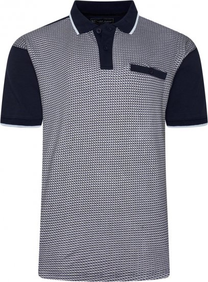 Kam Jeans 5518 Smart Mini Geo-Print Polo Navy - Tricouri polo - Tricouri Polo Bărbați Mărimi Mari