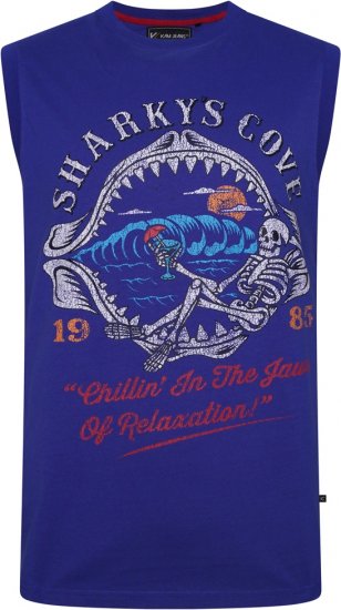 Kam Jeans 5762 Sharkeys Cove Vest Sleeveless T-Shirt Sea Surf Blue - Tricouri - Tricouri Bărbați Mărimi Mari