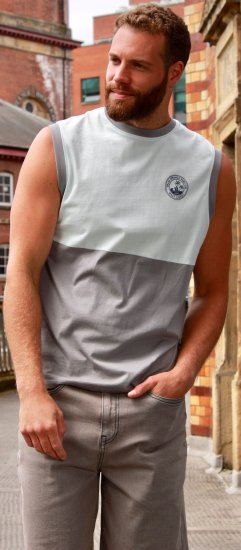Kam Jeans 5764 Palm Springs Vest Sleeveless T-Shirt Griffin Grey - Tricouri - Tricouri Bărbați Mărimi Mari