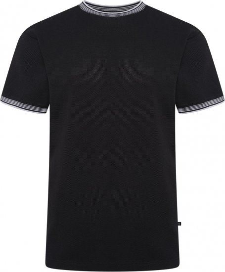 Kam Jeans 5779 Textured Body With Contrast Neck And Cuffs T-Shirt Black - Tricouri - Tricouri Bărbați Mărimi Mari
