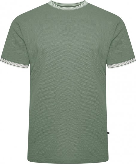 Kam Jeans 5779 Textured Body With Contrast Neck And Cuffs T-Shirt Elm Green - Tricouri - Tricouri Bărbați Mărimi Mari