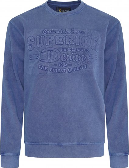 Kam Jeans 7065 Crew Neck Washed Embossed Sweatshirt Indigo - Pulovere & hanorace - Pulovere & Hanorace Bărbați Mărimi Mari