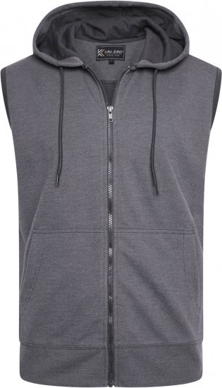 Kam Jeans 7077 Textured Interlock Sleeveless Hoodie Charcoal - Pulovere & hanorace - Pulovere & Hanorace Bărbați Mărimi Mari