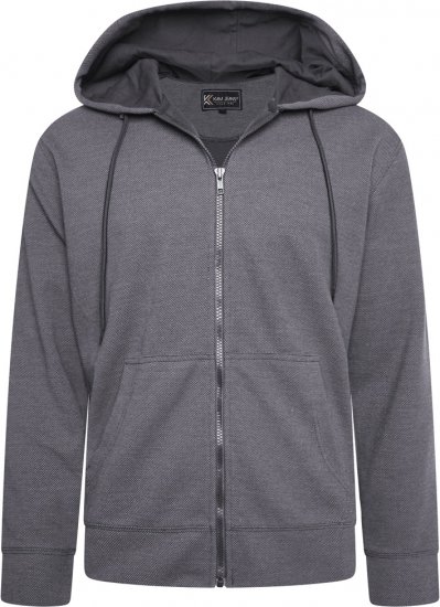 Kam Jeans 7078 Textured Interlock Hoody Charcoal - Pulovere & hanorace - Pulovere & Hanorace Bărbați Mărimi Mari