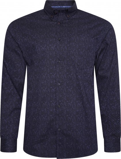 Kam Jeans P021 Premium Two Tone Digital Print Long Sleeve Shirt Indigo - Cămăși - Cămăși Bărbați Mărimi Mari