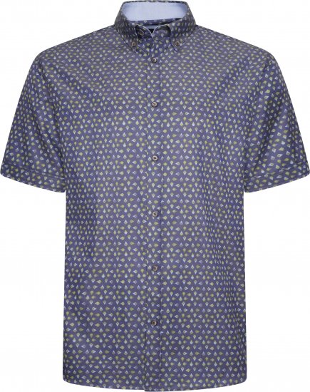Kam Jeans P033 Premium Floral Print Short Sleeve Shirt Navy - Cămăși - Cămăși Bărbați Mărimi Mari