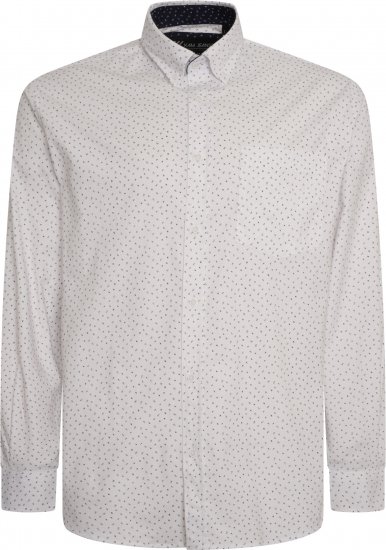 Kam Jeans P037 Dobby Print Stretch Long Sleeve Shirt White - Cămăși - Cămăși Bărbați Mărimi Mari