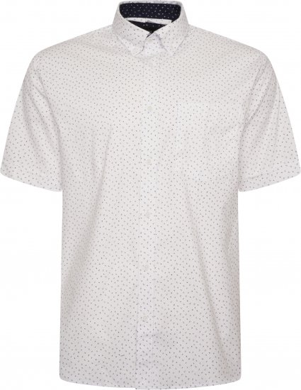 Kam Jeans P037 Dobby Print Stretch Short Sleeve Shirt White - Cămăși - Cămăși Bărbați Mărimi Mari