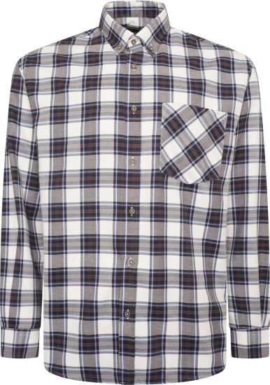 Kam Jeans P039 Premium Cotton Check Long Sleeve Shirt Navy - Cămăși - Cămăși Bărbați Mărimi Mari