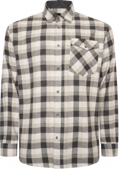 Kam Jeans P040 Premium Flannel Retro Check Shirt Charcoal - Cămăși - Cămăși Bărbați Mărimi Mari