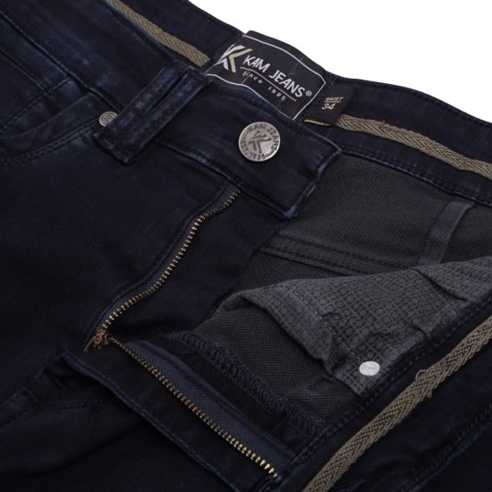 Kam Jeans Pepe Knitted Denim Shorts Blue-Black - Pantaloni scurți - Pantaloni Scurți Mărimi mari Bărbați 