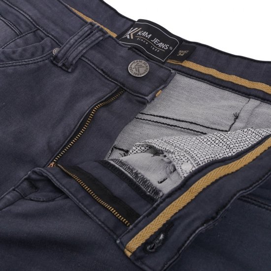 Kam Jeans Pepe Knitted Denim Shorts Charcoal - Pantaloni scurți - Pantaloni Scurți Mărimi mari Bărbați 