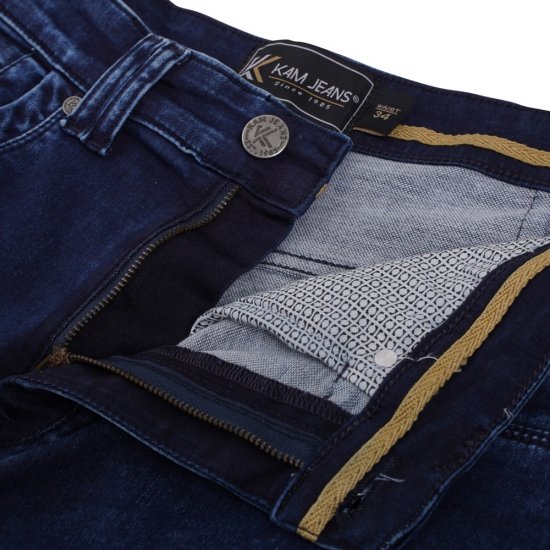 Kam Jeans Pepe Knitted Denim Shorts Mid Wash Blue - Pantaloni scurți - Pantaloni Scurți Mărimi mari Bărbați 