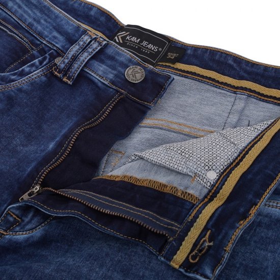 Kam Jeans Pepe Knitted Denim Shorts Random Mid Wash Blue - Pantaloni scurți - Pantaloni Scurți Mărimi mari Bărbați 