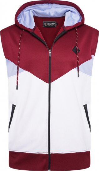 Kam Jeans TS006 Retro Pannelled Tracky Set (Shorts/Sleeveless Hoodie) Red - Treninguri - Treninguri Bărbați Mărimi Mari