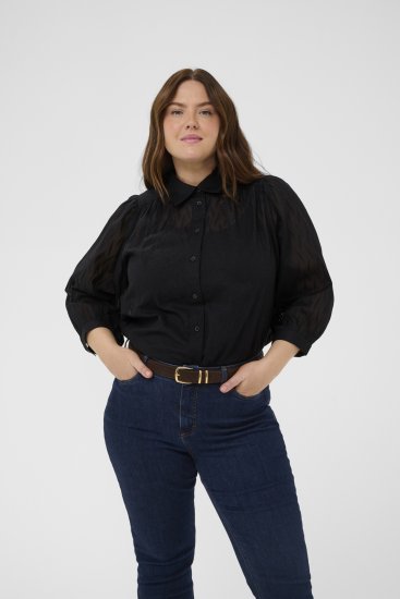 Kaffe Curve Gabby Cămașă cu mâneci scurtate Negru - Cămăși - 