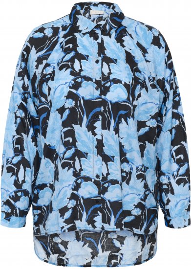Kaffe Curve Sasja Cămașă cu mânecă lungă Blue Snake Flower - Bluze & tunici - 