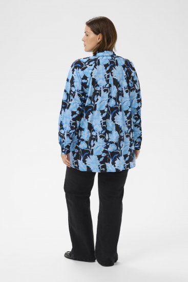 Kaffe Curve Sasja Cămașă cu mânecă lungă Blue Snake Flower - Bluze & tunici - 