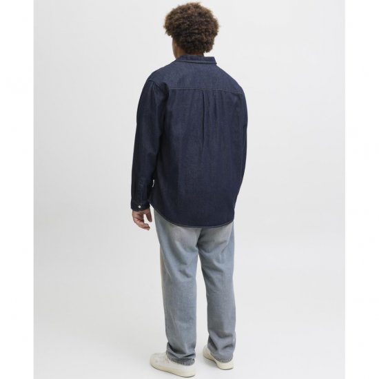 Jack & Jones Norrebro Denim Long Sleeve Shirt Dark Blue Denim - Cămăși - Cămăși Bărbați Mărimi Mari