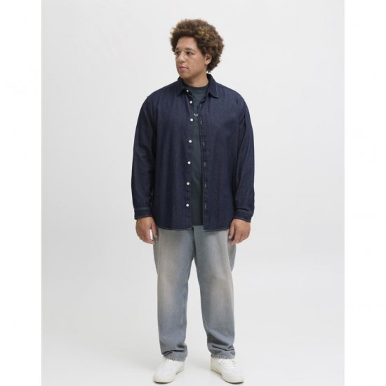 Jack & Jones Norrebro Denim Long Sleeve Shirt Dark Blue Denim - Cămăși - Cămăși Bărbați Mărimi Mari