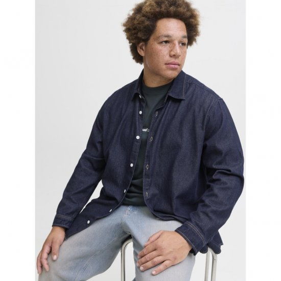 Jack & Jones Norrebro Denim Long Sleeve Shirt Dark Blue Denim - Cămăși - Cămăși Bărbați Mărimi Mari