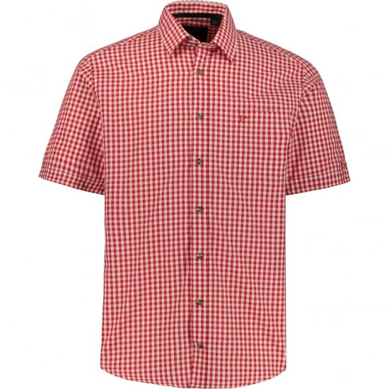 JP1880 Shirt Traditional Checked Short Sleeve Red - Cămăși - Cămăși Bărbați Mărimi Mari