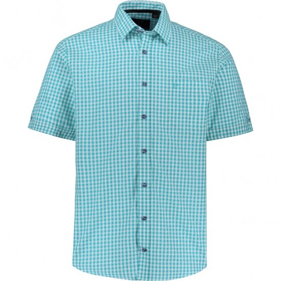 JP1880 Shirt Traditional Short Sleeve Turquoise - Cămăși - Cămăși Bărbați Mărimi Mari