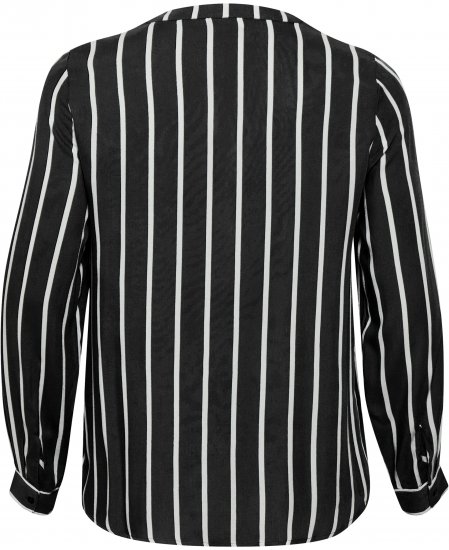Kaffe Curve Sida Bluză Negru/Cretă Dungat - Bluze & tunici - 