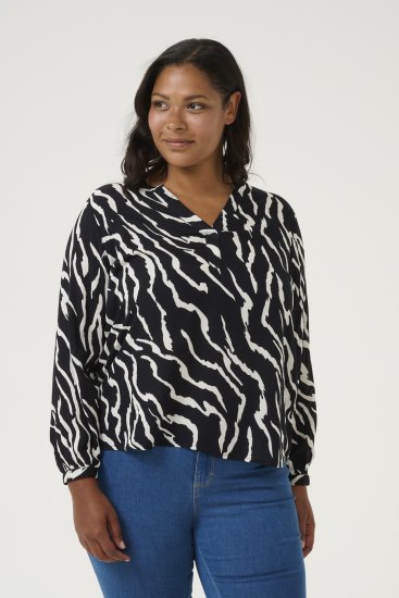 Kaffe Curve Mirta Tilly Bluză Negru/Antique Print Zebra - Bluze & tunici - 