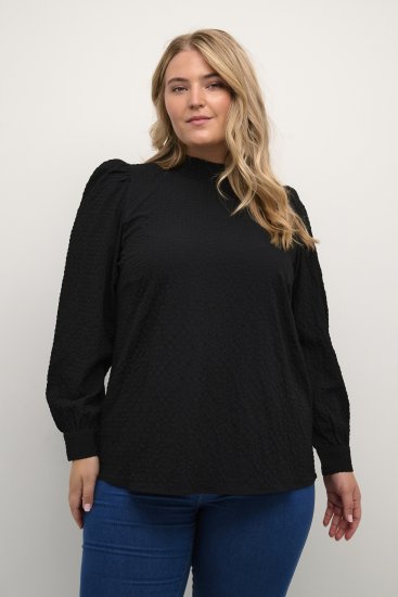 Kaffe Curve Ditta Smock Bluză Negru Intens - Bluze & tunici - 