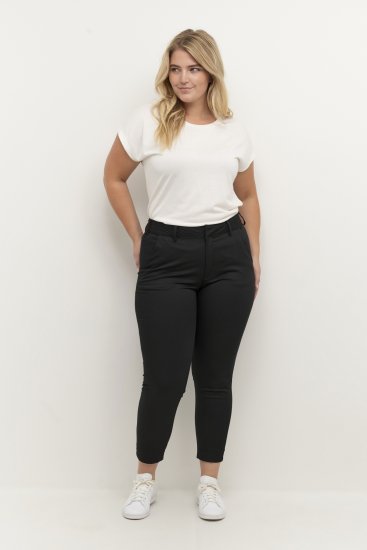 Kaffe Curve Leana Pantaloni Chino 7/8 Negru Profund - Blugi & Pantaloni pentru Femei Mărimi Mari – Plus Size - 