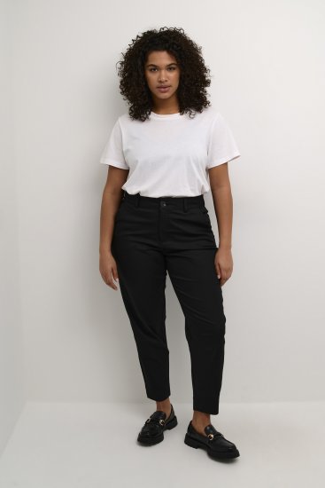 Kaffe Curve Leana Pantaloni Chino 7/8 Negru Profund - Blugi & Pantaloni pentru Femei Mărimi Mari – Plus Size - 