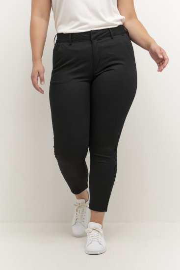 Kaffe Curve Leana Pantaloni Chino 7/8 Negru Profund - Blugi & Pantaloni pentru Femei Mărimi Mari – Plus Size - 